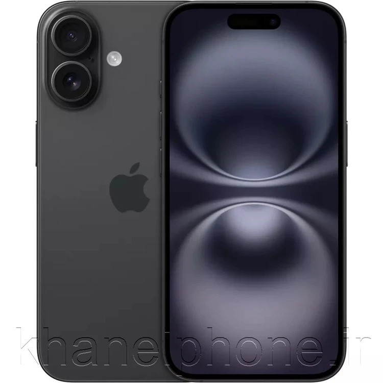 خرید آیفون 16 مشکی 256 گیگ دو سیم کارت مدل CHA نات اکتیو - نمای جلو و پشت با نمایشگر Super Retina XDR