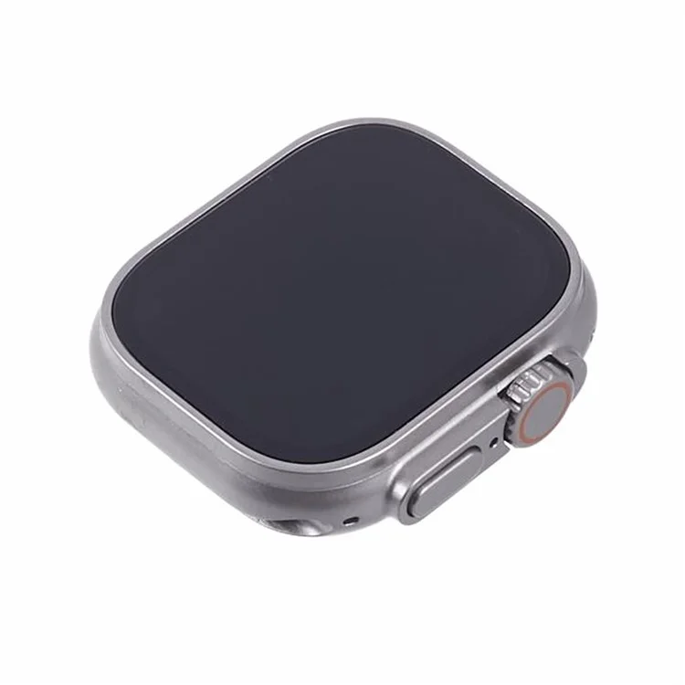 ماکت اپل واچ اولترا و اولترا ۲ با بدنه تیتانیوم نچرال و تیتانیوم مشکی، نمای نزدیک از طراحی لوکس و دقیق ساعت با صفحه نمایش بزرگ و دکمههای کناری.