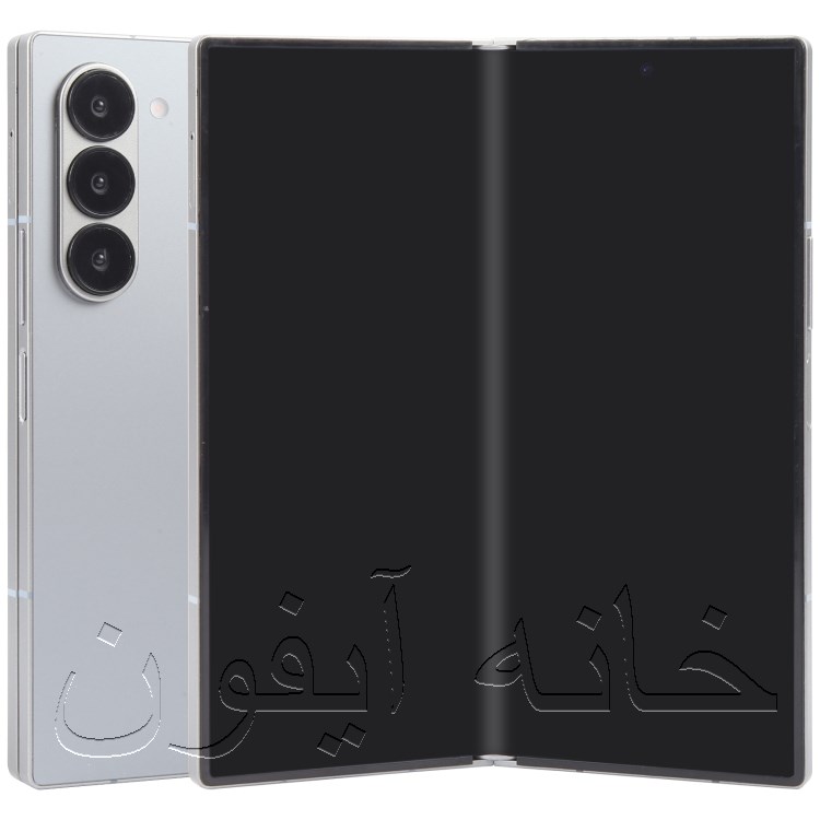 ماکت گوشی سامسونگ گلکسی زد فولد 6، مشکی، در حالت باز با نمایشگر تقلیدی 7.6 اینچی، لولای تاشو و طراحی مشابه نسخه اصلی