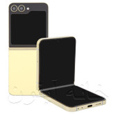 ماکت گوشی سامسونگ گلکسی زد فلیپ ۶ در رنگ زرد هلو با طراحی تاشو، نمایشگر ۶.۷ اینچی و ماژول دوربین دوگانه، مناسب برای نمایش و تبلیغات.