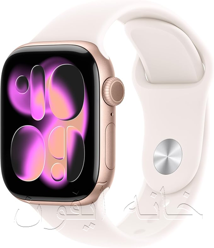 Apple Watch Series 11 در رنگ رزگلد (Rose Gold) آلومینیومی، ساعت لوکس با پوشش شیشه Ion-X مقاوم، پشتیبانی از 5G، نظارت بر اکسیژن خون و امتیاز خواب، برای علاقهمندان به مد و فناوری.