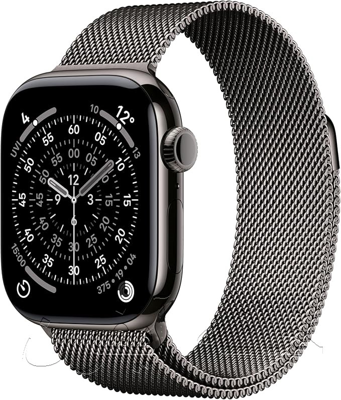 Apple Watch Series 11 در رنگ طلایی تیتانیومی (Gold)، طراحی لوکس با شیشه کریستال یاقوت کبود، ردیابی چرخه قاعدگی، پخش صوتی و اتصال Ultra Wideband، نماد تجمل و عملکرد بالا در ساعت‌های هوشمند.