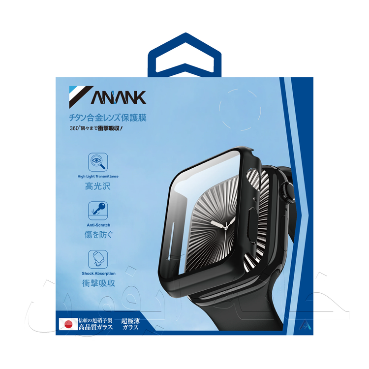 محافظ صفحه و بدنه شیشهای ۹H ANANK برای اپل واچ – ضدخش، ضدضربه، پوشش کامل ۳۶۰ درجه، شفافیت بالا،