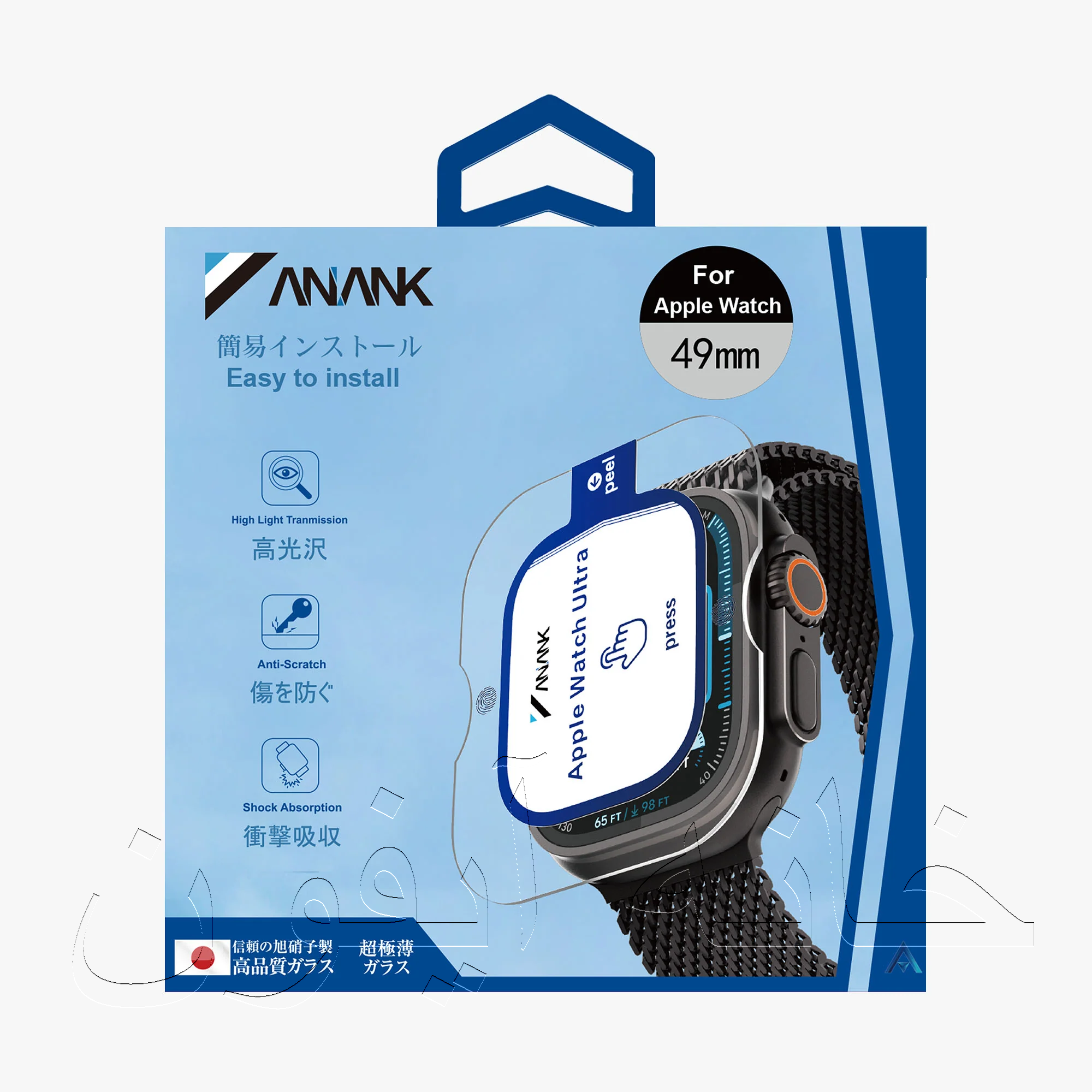 محافظ صفحه و بدنه شیشه‌ای ۹H ANANK برای اپل واچ – ضدخش، ضدضربه، پوشش کامل ۳۶۰ درجه، شفافیت بالا،