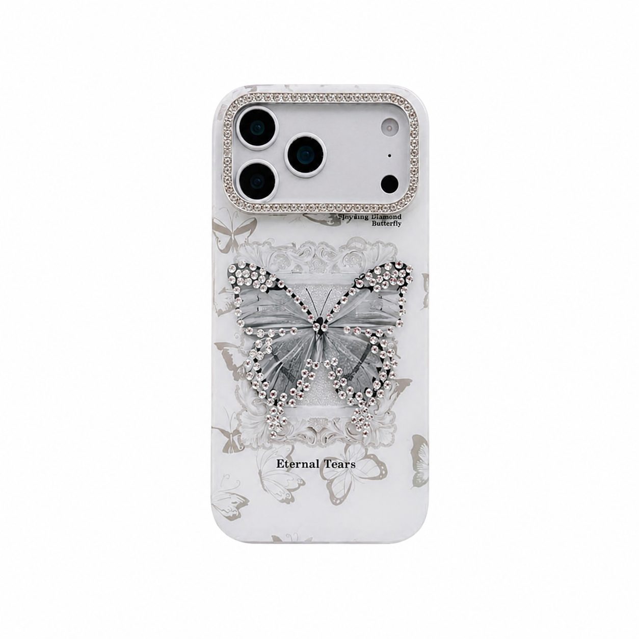 قاب آیفون Eternal Tears پروانه نگین دار مناسب iPhone 13 تا iPhone 17