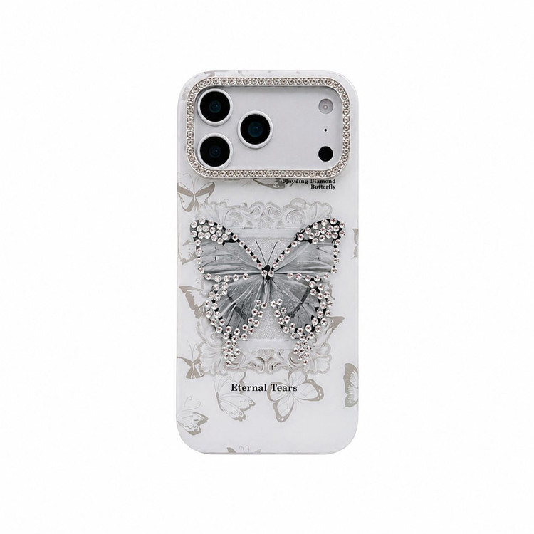 قاب آیفون Eternal Tears پروانه نگین دار مناسب iPhone 13 تا iPhone 17