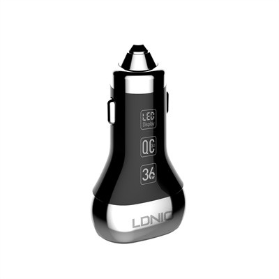 پشت جعبه شارژر فندکی LDNIO C2 با مشخصات محصول