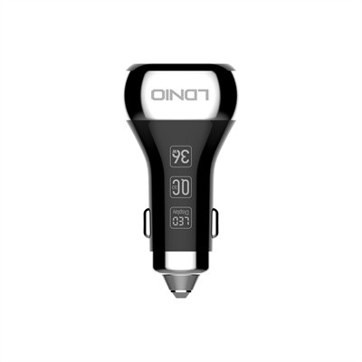 شارژر فندکی LDNIO C2 با دو پورت USB و نمایشگر دیجیتال