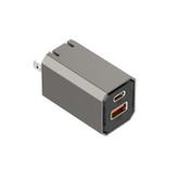 نمای سهبعدی شارژر دیواری LDNIO با دو پورت خروجی Type-C و USB-A