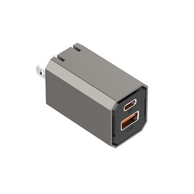 نمای سهبعدی شارژر دیواری LDNIO با دو پورت خروجی Type-C و USB-A