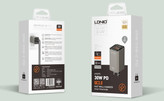 جعبه بستهبندی شارژر دیواری LDNIO A2527C مدل 30W PD QC3.0 با مشخصات فنی روی بسته
