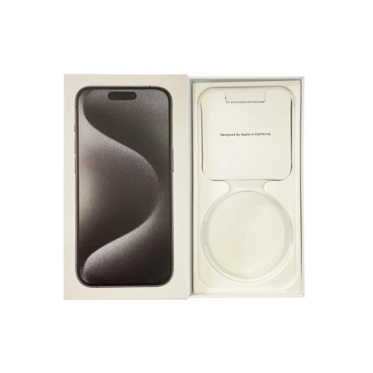 جعبه و کارتن خالی آیفون 15 پرو مکس (iPhone 15 Pro Max) رنگ تیتانیوم مشکی برای دکور ویترین فروشگاه