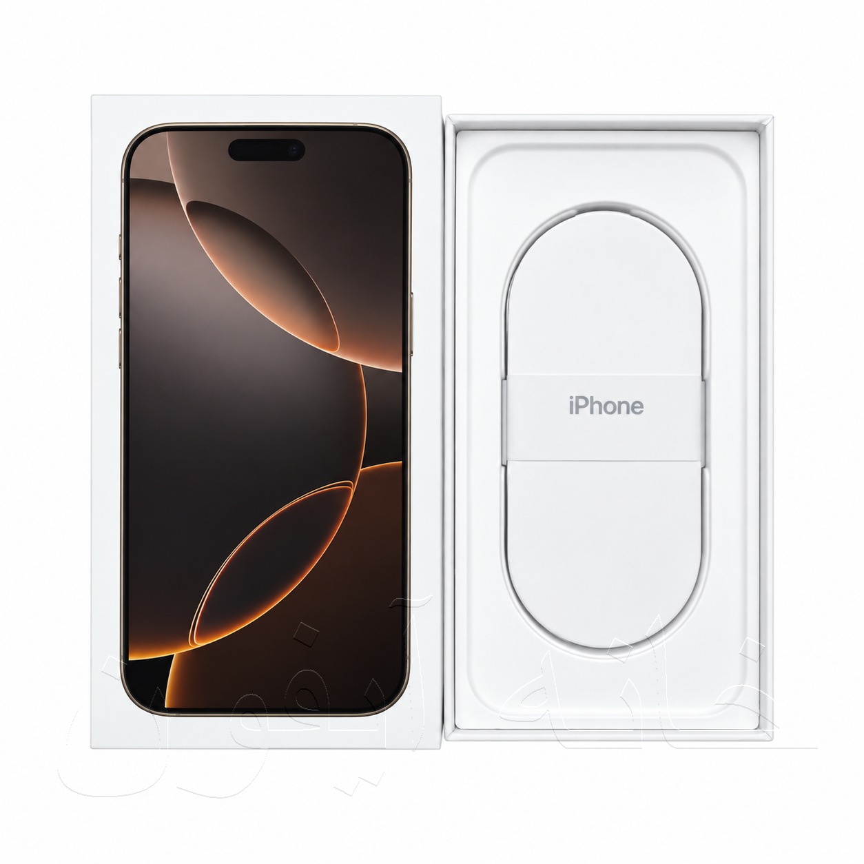 جعبه و کارتن خالی آیفون 16 پرو مکس (iPhone 16 Pro Max) رنگ تیتانیوم صحرایی برای دکور ویترین فروشگاه