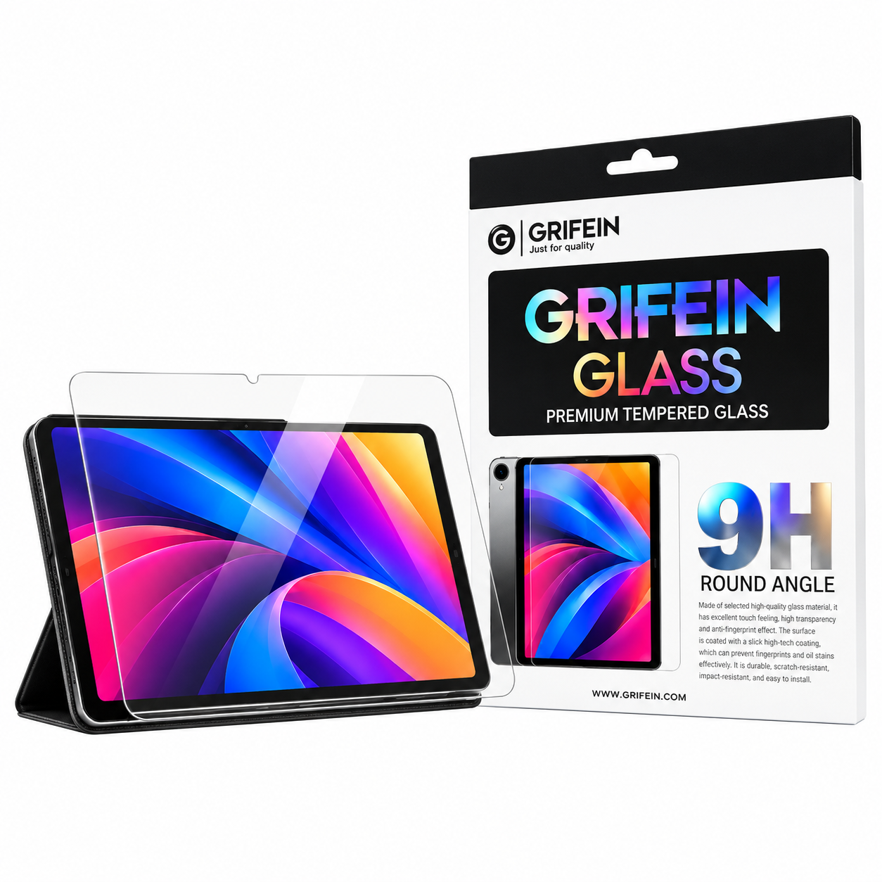 گلس محافظ صفحه تبلت گریفین (GRIFEIN GLASS) (مخصوص آی‌پد اپل با تنوع مدل‌های Pro، Air و Mini)